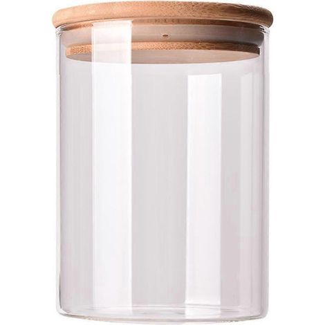 Klarglas (250 Ml) Mit Bambusdeckel, Ideal Zur Aufbewahrung Von Losem Tee, Kaffeebohnen, Zucker Und Salz. (6,5 X 10 Cm) – 10,00 X 6,50 X 6,50 Cm