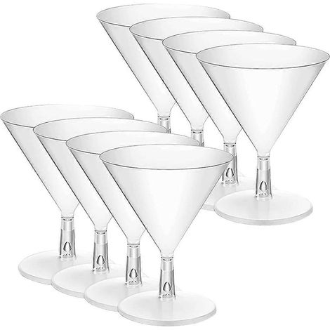 Set Mit 8 Bruchsicheren Cocktailgläsern Aus Kunststoff, Geeignet Als Wein-, Martini- Und Whiskygläser – 8,00 X 6,80 X 6,80 Cm – Wie Abgebildet