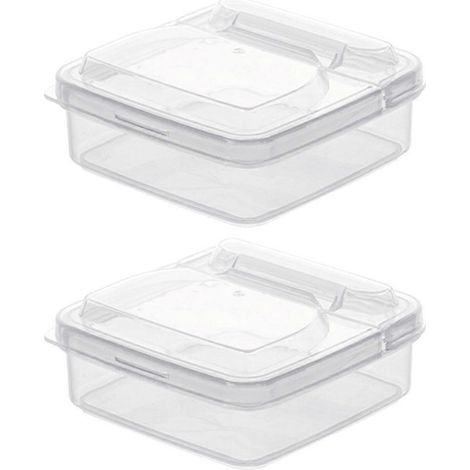Set Mit 2 Käseaufbewahrungsdosen, Eine Für Käsescheiben Und Eine Für Butter Und Käsescheiben. – 10 X 4 Cm – Transparent