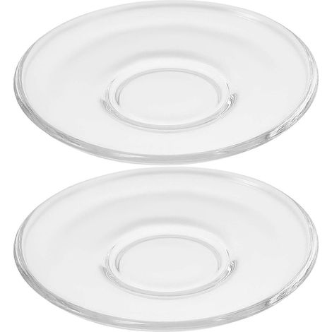 Set Aus 2 Runden, Transparenten Glasuntertassen, Dekorative Teller Für Kaffee Oder Snacks – 8,50 X 8,50 X 1,20 Cm – Transparent