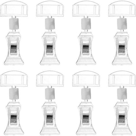 Set Mit 8 Transparenten Posterclips, Drehbarem Preisschildhalter, Schwenkclips – 8 X 3,5 X 2 Cm – Transparent