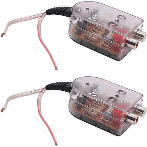 2 Auto-audio-konverter, Praktischer Hoch-zu-niederpegel-konverter, Lautsprecherpegeladapter – 9 X 4 Cm – Transparent