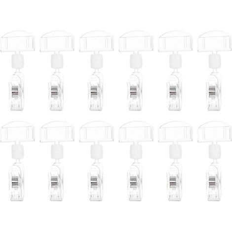 Set Mit 12 Drehbaren Etikettenhaltern Mit Clips Für Namensschilder Und Etiketten. – 6,60 X 3,00 X 1,50 Cm – Transparent