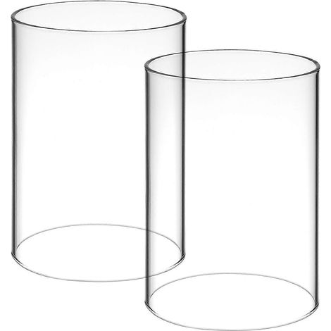 Set Aus 2 Glas-kerzendeckeln, Glas-kerzenhaltern, Röhrenförmigen Lampenschirmen Für Offene Kerzen, Kaminabdeckung. – 10,00 X 7,00 X 7,00 Cm – Transparent