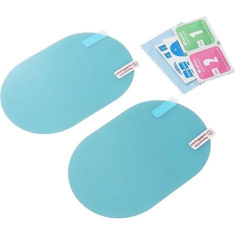 Set Mit 2 Elliptischen Schutzfolien Für Auto-rückspiegel, Blendfrei, Kratzfest, Beschlagfrei Und Wasserdicht, Transparent, Inklusive Werkzeug – 15 X 10 Cm