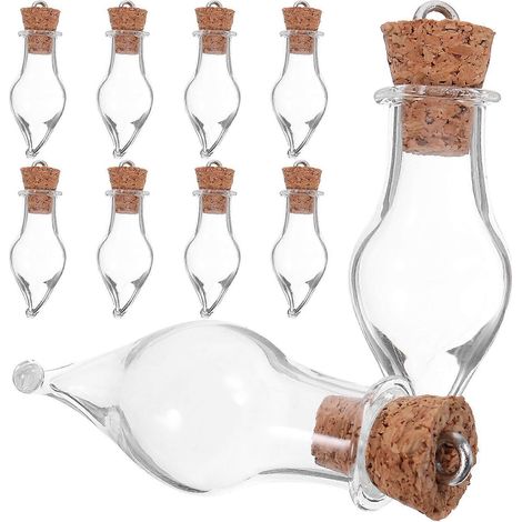 Set Mit 10 Mini-wunschflaschen Zum Selbergestalten Mit Korkdeckeln Aus Glas. – 4,00 X 1,50 X 1,50 Cm