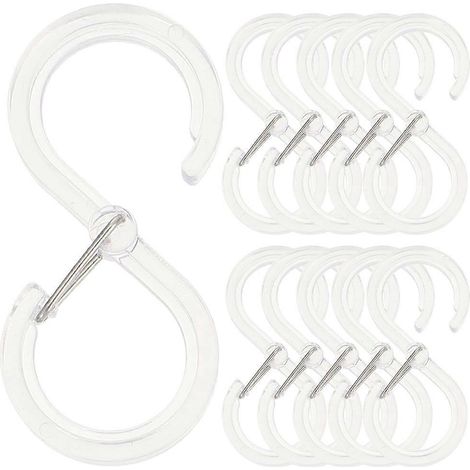 Set Mit 16 Robusten S-förmigen Haken Für Küche, Bad, Garten Und Kleiderschrank – 6,3 X 2,8 Cm – Transparent