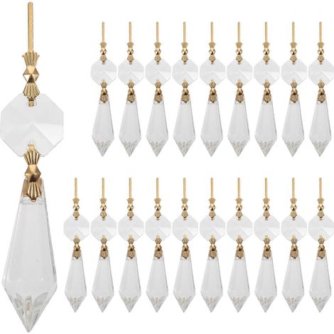 20 Ersatzteile Für Klare Kristalllüster, Eiszapfenförmige Prismen Und Kandelaber – 7,2 X 1,2 X 0,6 Cm