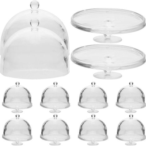Set Mit 10 Mini-kuchenglocken Für Puppenhäuser, Tortenständer Und Miniaturaccessoires – 3 X 3 X 3 Cm – Transparent