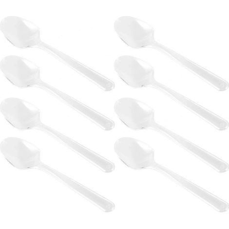 Packung Mit 100 Mini-einweglöffeln Aus Transparentem Kunststoff Für Gelee, Eiscreme, Desserts Und Vorspeisen – 12,00 X 2,30 X 0,70 Cm