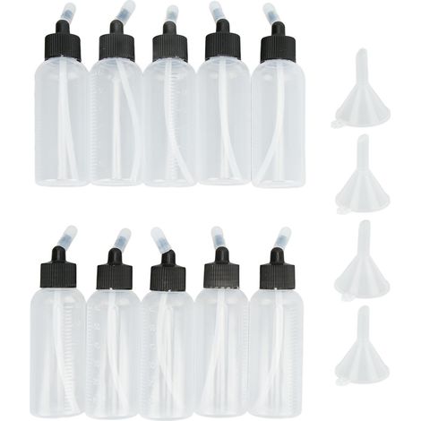 10 X 60 Ml Auslaufsichere, Hitzebeständige, Transparente Haarölflaschen Aus Kunststoff Mit Trichter