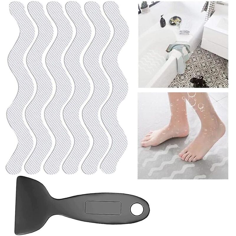 Set Mit 12 Rutschfesten Aufklebern Für Badewanne Und Dusche Inklusive Hochwertigem Abstreifer