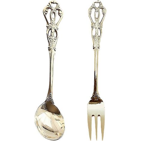 Englisches Küchenbesteck-set (gabel Und Löffel) Im Retro-stil – 13 X 2,5 X 0,1 Cm – Gold