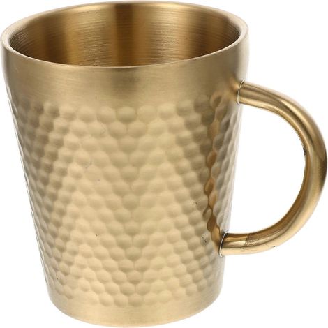 Multifunktionaler Kaffeebecher, Stoßfester Trinkbecher (300 Ml) – 9,50 X 8,00 X 6,00 Cm – Gold
