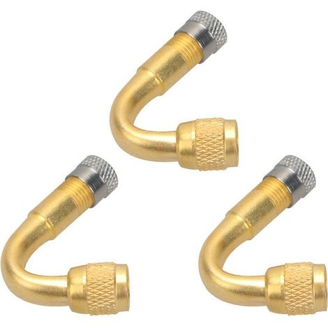Set Mit 3 45°-winkel-reifenventil-verlängerungsadaptern Zum Aufpumpen Von Auto-, Lkw-, Motorrad-, Anhänger-, Wohnmobil- Und Fahrzeugreifen (gold) – 4,5 X 4,5 X 1 Cm – Gold