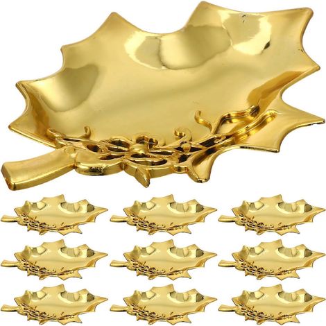 Set Mit 12 Wiederverwendbaren Serviertellern Für Pasta Und Westliche Gerichte – 11,00 X 7,50 X 1,10 Cm – Gold