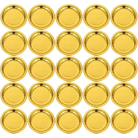 Set Mit 30 Mehrzweck-einweg-desserttellern, Praktisch Und Ideal Für Partys. – 18 X 18 X 1 Cm – Gold