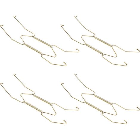 Set Aus 4 Federbelasteten, Wandmontierten Tellerhaltern, Metall Mit Goldfarbener Oberfläche, Dekorativer Tellerhalter Mit Haken, 20 Cm (8 Zoll). – 19,00 X 4,60 X 0,20 Cm