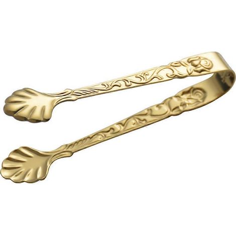 Zuckerzange Aus Edelstahl Mit Geprägtem Rosenmuster, Eiswürfelzange – 9 X 1,7 X 1,5 Cm – Gold