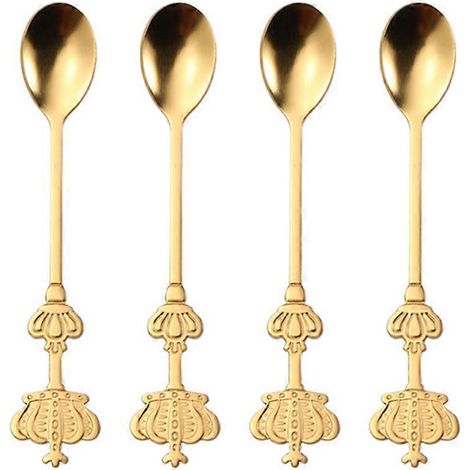 4-teiliges Edelstahl-löffelset: Teelöffel, Dessertlöffel Und Zuckerlöffel. – 15,10 X 2,50 X 1,50 Cm – Gold