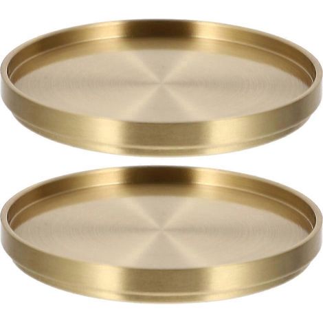 Set Aus 2 Messing-untersetzern Für Teeservice, Bürountersetzer, Einfache Kissen Für Teetassen Zu Hause – 6,50 X 6,50 X 0,60 Cm – Gold