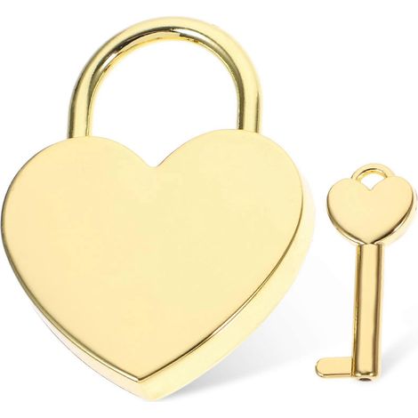 Kleines Vorhängeschloss Mit Schlüssel, Ideal Für Paare, Zur Verwendung An Schmuckkästchen Oder Koffern. – 5,8 X 4,4 X 0,7 Cm – Gold