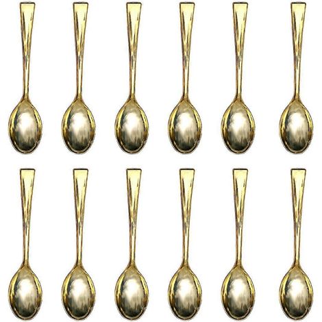 Set Mit 24 Goldfarbenen Einweg-minilöffeln Aus Kunststoff In Metalloptik, Ideal Für Grillpartys, Partys Oder Picknicks – Gold