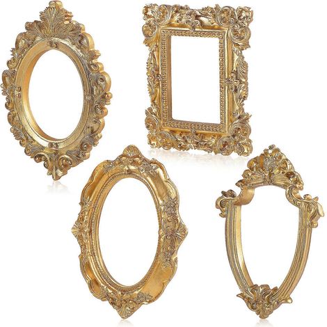 Set Mit 4 Retro-fotoaccessoires (goldene Rahmen) – 12,3 X 10 X 0,8 Cm – Gold