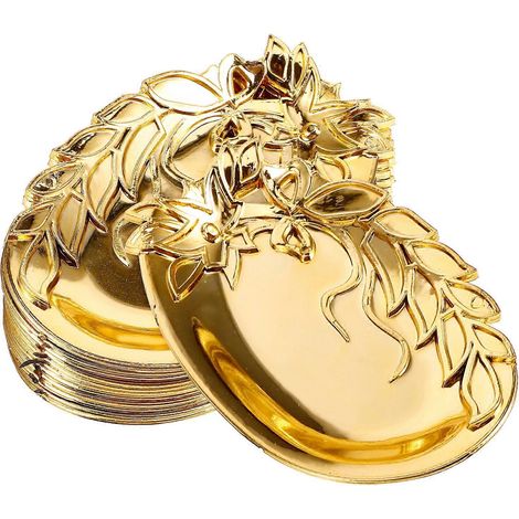 12 Mehrzweck-servierteller Aus Kunststoff Im Westlichen Stil Für Süßigkeiten Und Nüsse – 11,00 X 7,50 X 1,10 Cm – Gold