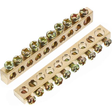 Satz Mit 4 Schraubklemmen Für 12-adriges Verteilerkabel, Kupfer-erdungs- Und Neutralleiterschiene – 8,70 X 1,50 X 0,60 Cm – Gold