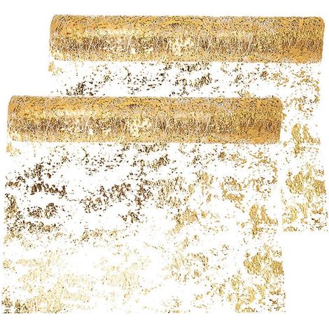 Set Mit 2 Tischdecken Für Hochzeiten, Tischläufer Für Den Empfang, Dekorative Tischdecken Für Das Abendessen – 500 X 29 Cm – Gold