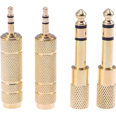 Set Mit 4 Vergoldeten Stereo-audioadaptern (6,5-mm-klinkenstecker Auf 3,5-mm-klinkenbuchse) Für Kopfhörer, Ohrhörer Und Mikrofone. – 5,30 X 0,65 X 0,65 Cm – Gold