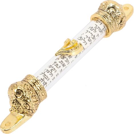 Metallene Mesusa, Jüdische Türmesusa, Religiöses Geschenk Aus Metall Für Die Seitentür. – 11,5 X 2 Cm