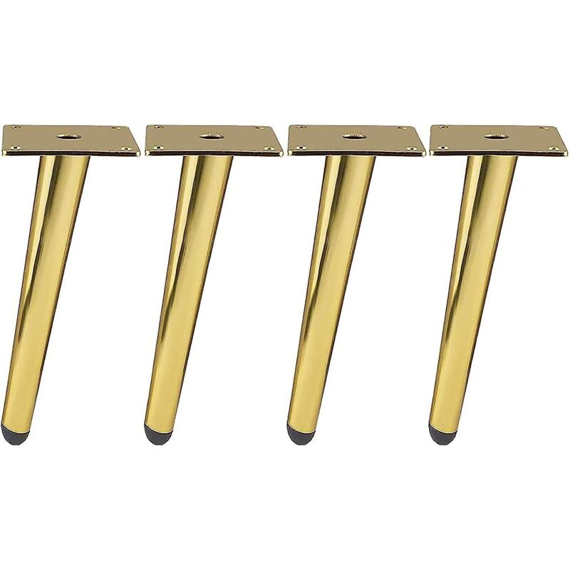 Set Mit 4 15 Cm Langen, Goldfarbenen, Abgewinkelten Möbelfüßen Aus Metall – Für Sofas, Tische, Schränke