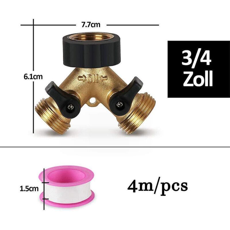 Doppelhahn-schlauchanschluss Mit Absperrventil Für 3/4"-zulaufschlauch.