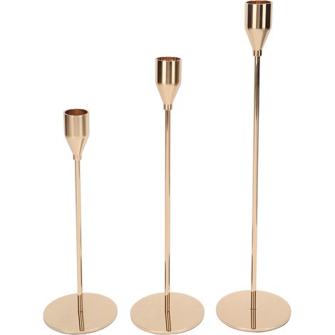 Glänzender, Goldfarbener Kerzenhalter Aus Metall, Eleganter Retro-kerzenständer Zur Tischdekoration