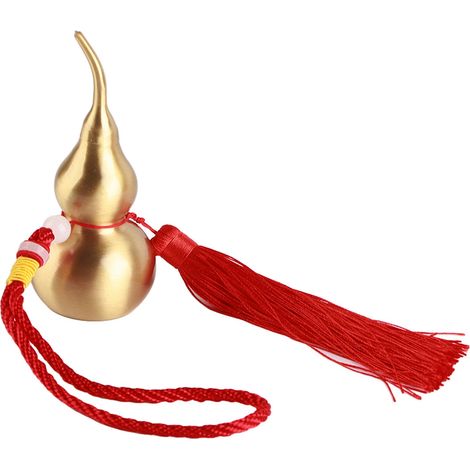 Feng Shui Messing-segelornament, Offene Kürbisform Mit Roter Glücksquaste - Heimdekoration Und Auto-hängedekoration (10 Cm)