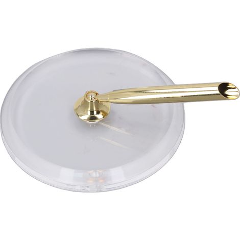 Klassischer Stiftehalter Aus Acryl Und Metall, Runder Goldener Sockel Für Professionelles Büro, Kompakte Büroorganisation.