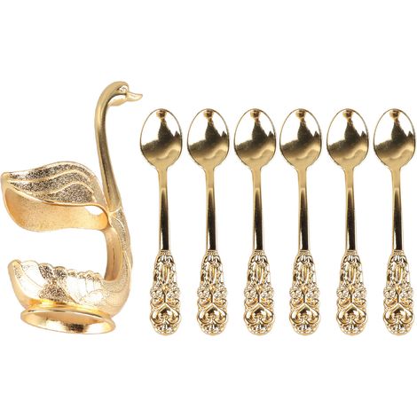 Eleganter, Schwanenförmiger Kaffeelöffelhalter, Vergoldeter Ständer Für Kaffeerührstäbchen, Perfekt Für Büro, Café Oder Party.