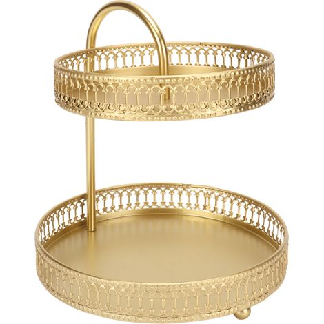 Elegante, Zweistöckige Obstschale In Gold, Großes Fassungsvermögen, Dekorativ Und Vielseitig Für Küche, Partys Und Zuhause