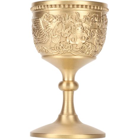 Luxuriöser, Dickwandiger Becher Aus Goldfarbenem Messing Im Retro-stil Mit Geprägter Gravur, Eleganter Glanz Für Partys, Bankette Und Hochzeiten