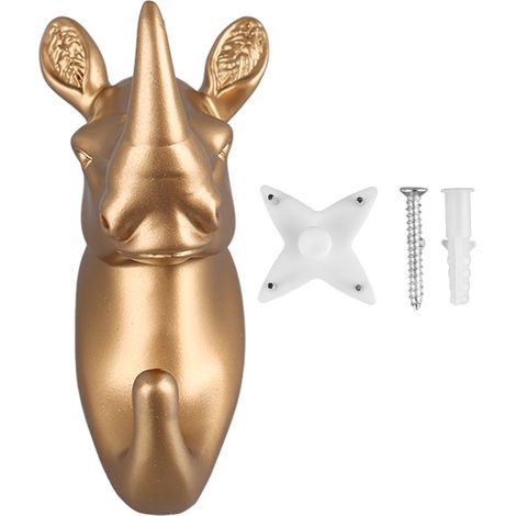 Wandhaken Aus Kunstharz In Tierform Für Mäntel, Handtücher Oder Schlüssel, Dekoratives Goldenes Nashorn-design.