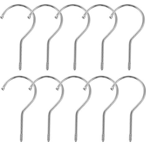 Set Mit 10 Robusten Schraubhaken Für Kleiderbügel Und Die Aufbewahrung Von Kleidung Zu Hause – 10,00 X 5,20 X 0,40 Cm – Silber