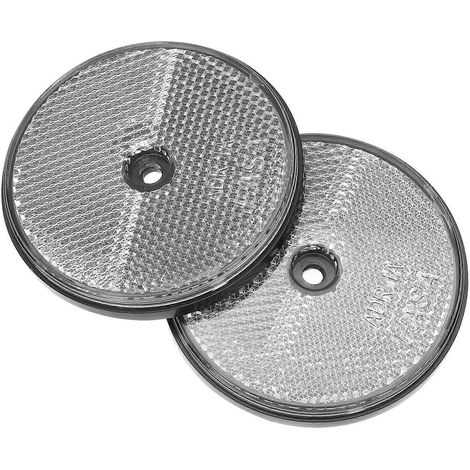 2 Runde Frontreflektoren Für Einfahrt, Anhänger Oder Fahrrad, Zum Anschrauben – 7 X 7 Cm – Silber