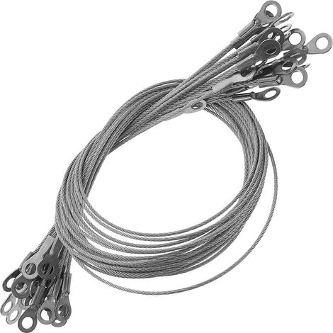 Packung Mit 20 Sicherheitsseilen Aus Edelstahl Mit Sicherheitsleine – 42,5 X 0,9 X 0,2 Cm – Silber