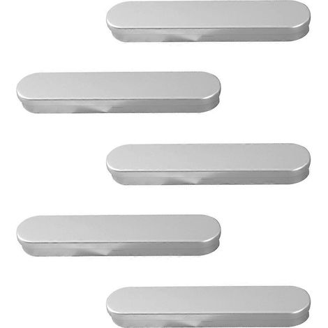 Set Mit 5 Rechteckigen Stifteetuis Aus Weißblech, Metall-stifteetuis – 17,8 X 3,7 Cm – Silber