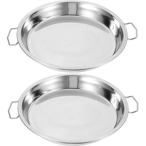 Set Aus 2 Edelstahl-nudeltellern Und Reiskocher Mit Griff – 28,00 X 23,00 X 2,50 Cm – Silber
