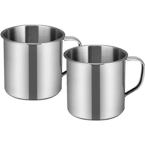2er-set Multifunktionale Edelstahl-trinkbecher Für Vorschulkinder – 6,50 X 6,50 X 5,50 Cm – Silber