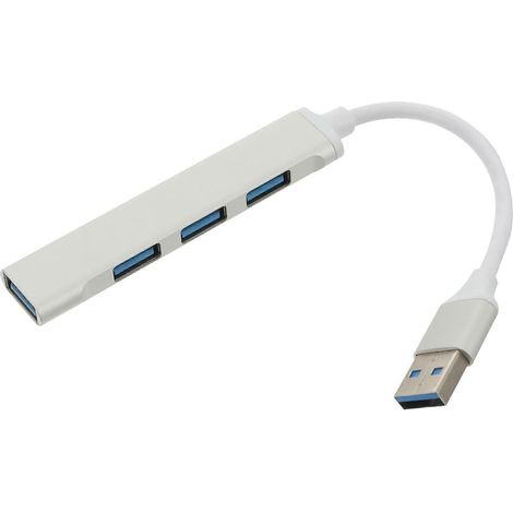 Tragbarer 4-port-usb-hub Aus Aluminiumlegierung Für Laptop Oder Desktop-computer (1 Stück) – 1,5 X 22 Cm – Silber