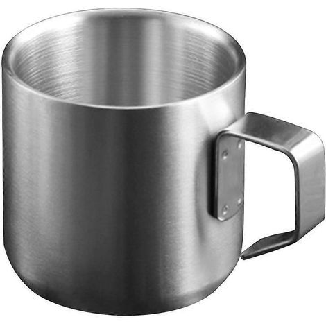 Müslibecher Aus Metall, Trinkbecher Aus Metall, Porridgebecher Aus Metall, Frühstücksbecher Mit Henkel, Milchbehälter – 6,5 X 6,5 X 6 Cm – Silber